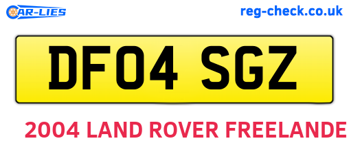 DF04SGZ are the vehicle registration plates.