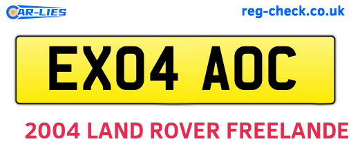 EX04AOC are the vehicle registration plates.