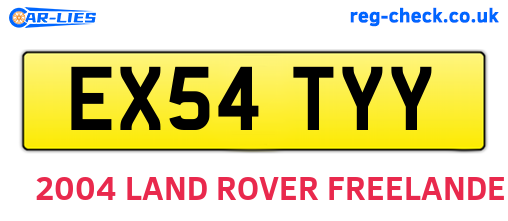 EX54TYY are the vehicle registration plates.