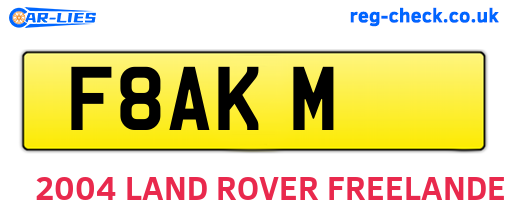 F8AKM are the vehicle registration plates.
