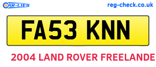 FA53KNN are the vehicle registration plates.