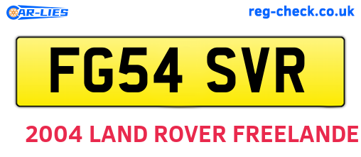 FG54SVR are the vehicle registration plates.