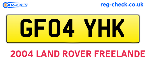 GF04YHK are the vehicle registration plates.