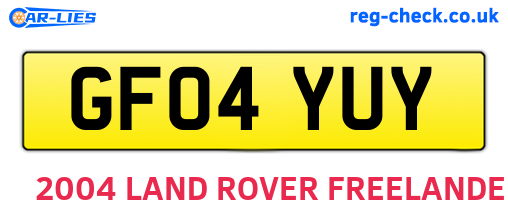 GF04YUY are the vehicle registration plates.