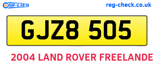 GJZ8505 are the vehicle registration plates.