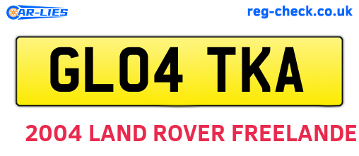 GL04TKA are the vehicle registration plates.