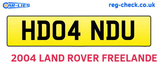 HD04NDU are the vehicle registration plates.