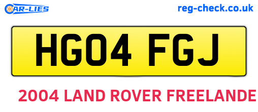 HG04FGJ are the vehicle registration plates.