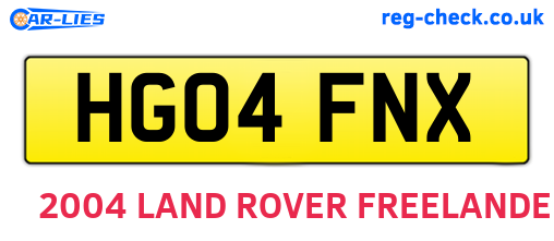 HG04FNX are the vehicle registration plates.