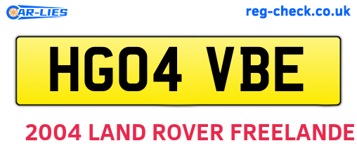 HG04VBE are the vehicle registration plates.