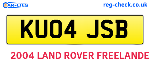 KU04JSB are the vehicle registration plates.