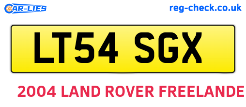 LT54SGX are the vehicle registration plates.