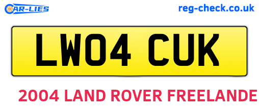 LW04CUK are the vehicle registration plates.