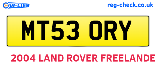 MT53ORY are the vehicle registration plates.