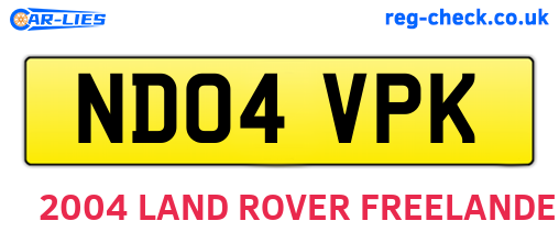 ND04VPK are the vehicle registration plates.