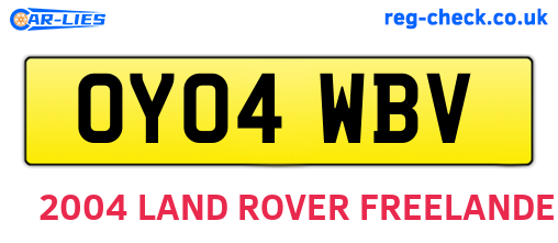 OY04WBV are the vehicle registration plates.