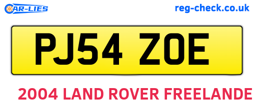 PJ54ZOE are the vehicle registration plates.