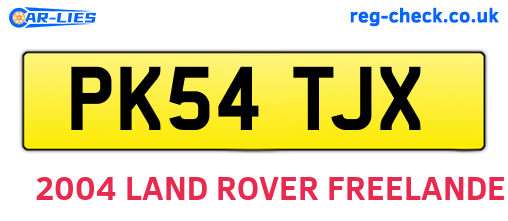 PK54TJX are the vehicle registration plates.