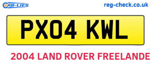 PX04KWL are the vehicle registration plates.