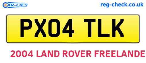 PX04TLK are the vehicle registration plates.