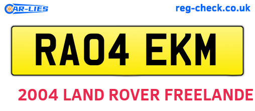 RA04EKM are the vehicle registration plates.