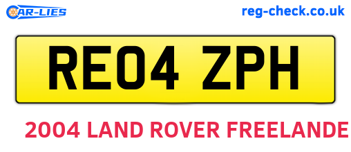 RE04ZPH are the vehicle registration plates.