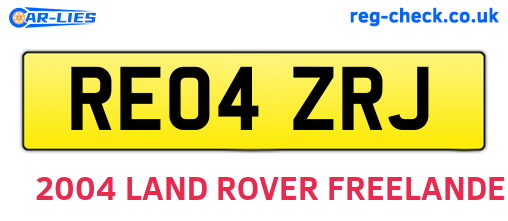 RE04ZRJ are the vehicle registration plates.