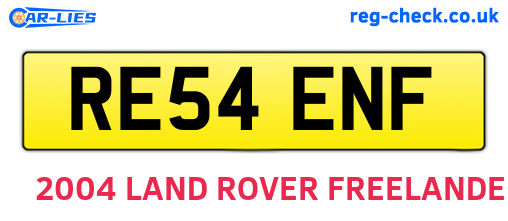 RE54ENF are the vehicle registration plates.