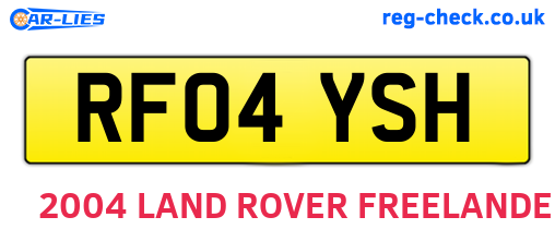 RF04YSH are the vehicle registration plates.