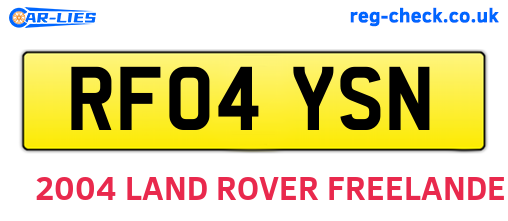RF04YSN are the vehicle registration plates.