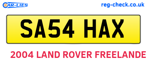 SA54HAX are the vehicle registration plates.