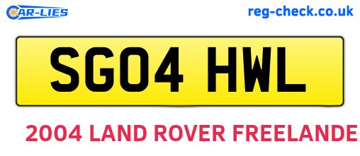 SG04HWL are the vehicle registration plates.