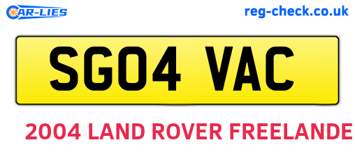 SG04VAC are the vehicle registration plates.