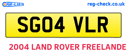 SG04VLR are the vehicle registration plates.