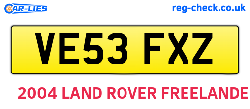 VE53FXZ are the vehicle registration plates.