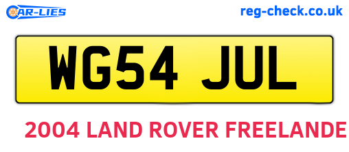 WG54JUL are the vehicle registration plates.