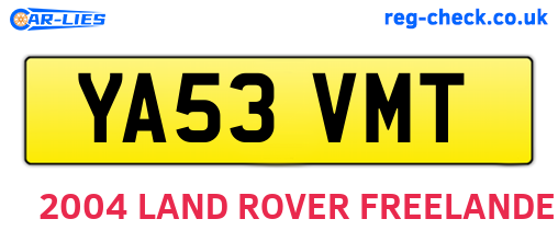 YA53VMT are the vehicle registration plates.