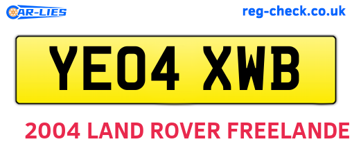 YE04XWB are the vehicle registration plates.