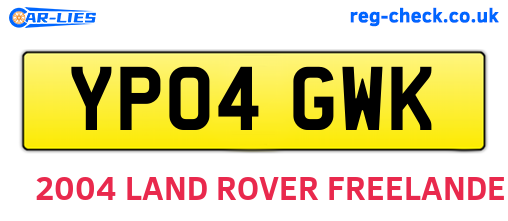 YP04GWK are the vehicle registration plates.