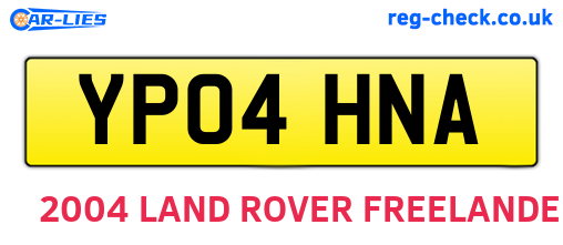 YP04HNA are the vehicle registration plates.