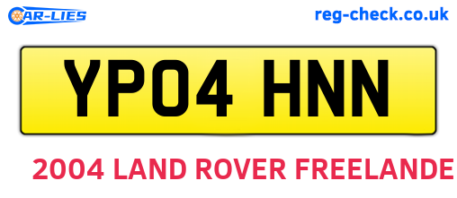 YP04HNN are the vehicle registration plates.