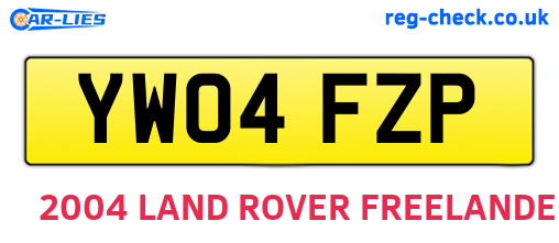 YW04FZP are the vehicle registration plates.