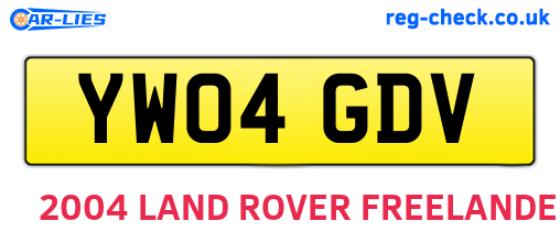 YW04GDV are the vehicle registration plates.