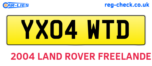 YX04WTD are the vehicle registration plates.