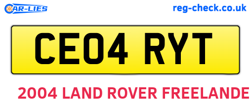 CE04RYT are the vehicle registration plates.