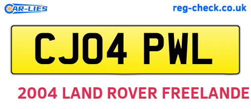 CJ04PWL are the vehicle registration plates.