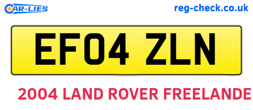 EF04ZLN are the vehicle registration plates.