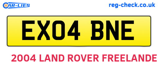 EX04BNE are the vehicle registration plates.