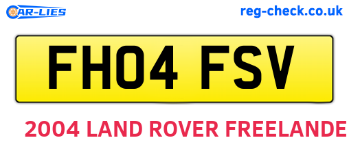 FH04FSV are the vehicle registration plates.