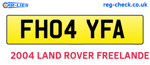 FH04YFA are the vehicle registration plates.